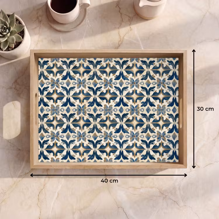 Plateau - Carrelage - Motif - Bleu - Beige — 7