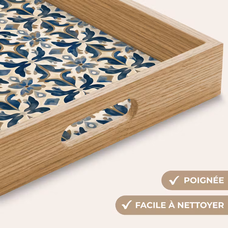 Plateau - Carrelage - Motif - Bleu - Beige — 8