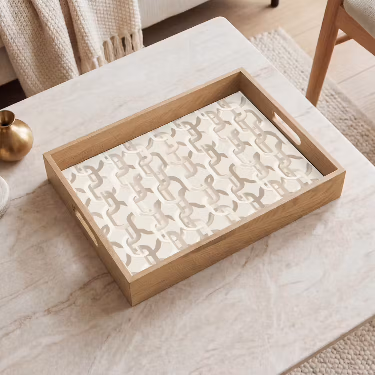 Plateau - Motif - Abstrait - Beige — 2