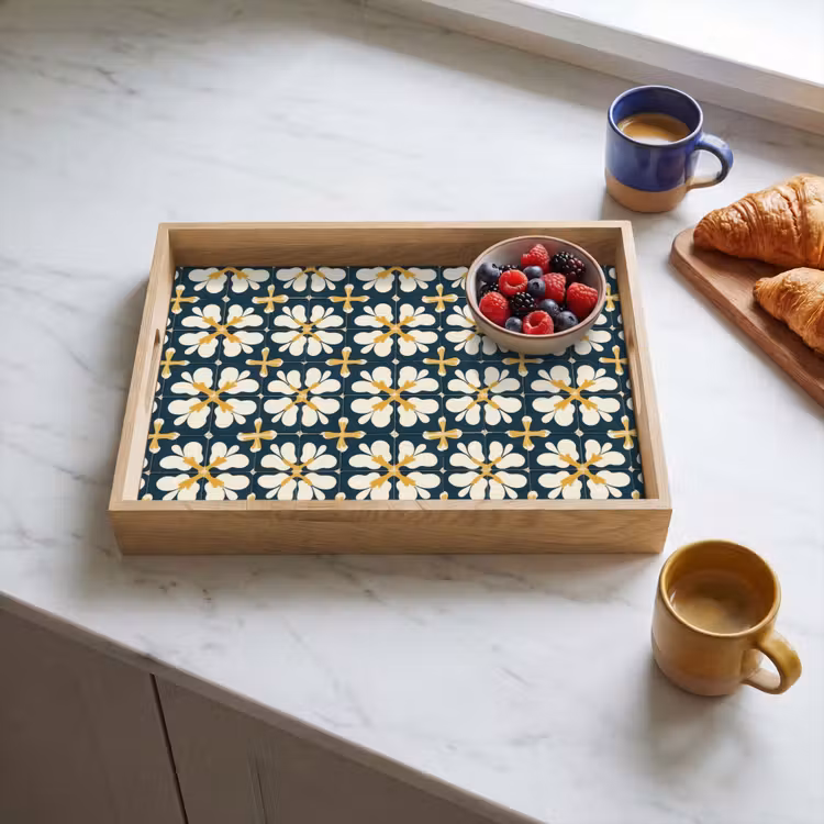 Plateau - Motif - Carrelage - Jaune ocre — 3