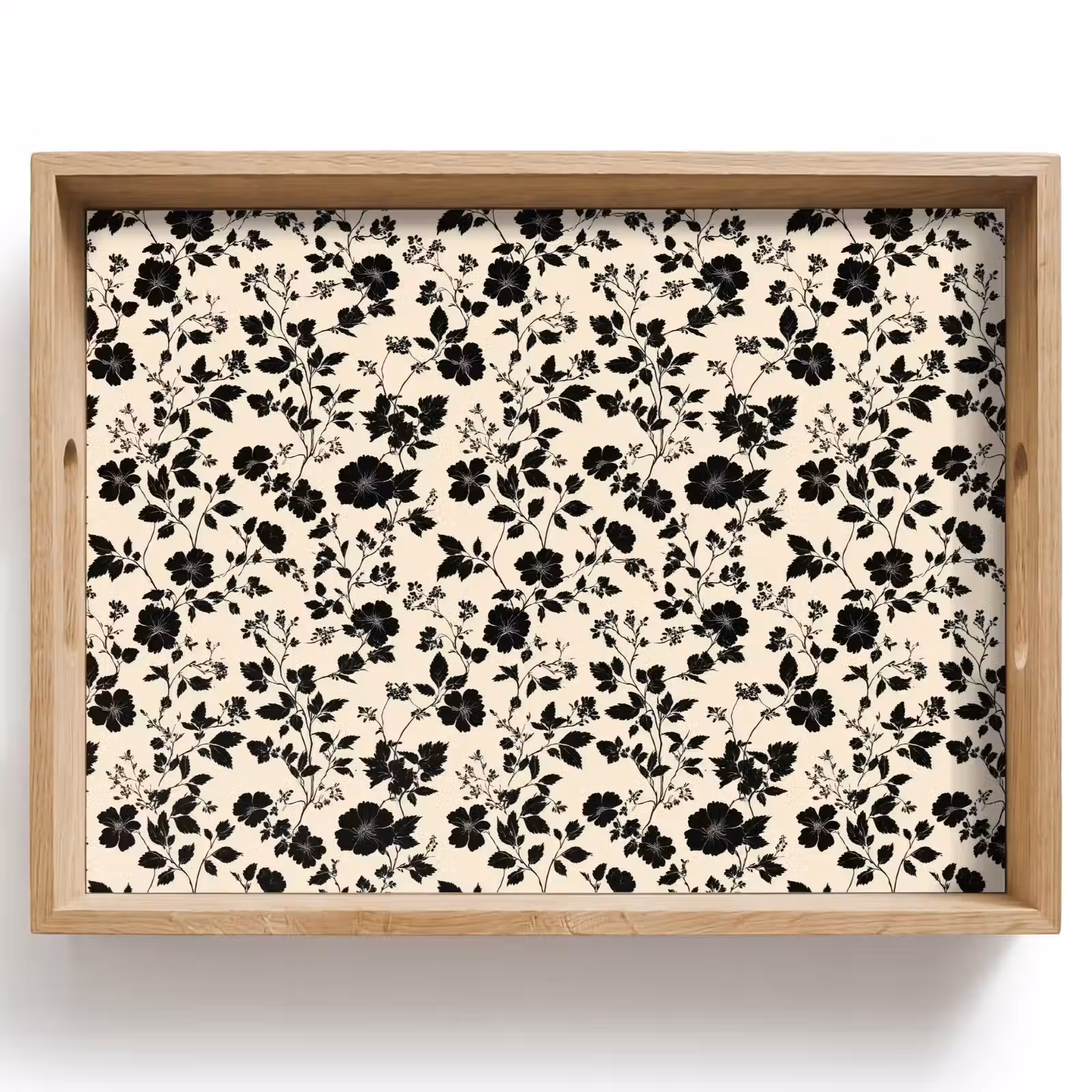 Plateau - Fleurs - Motif - Noir — 1