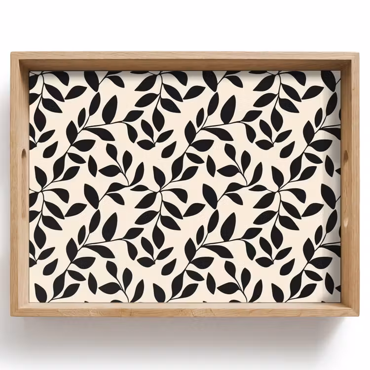Plateau - Elégant - Motif - Noir - Beige — 1