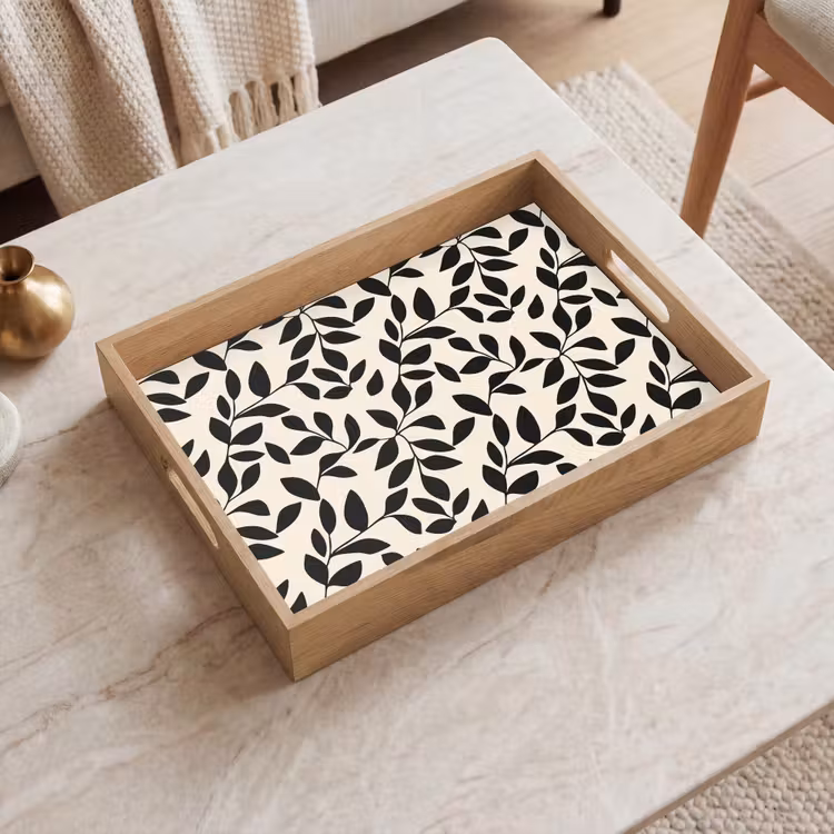 Plateau - Elégant - Motif - Noir - Beige — 2