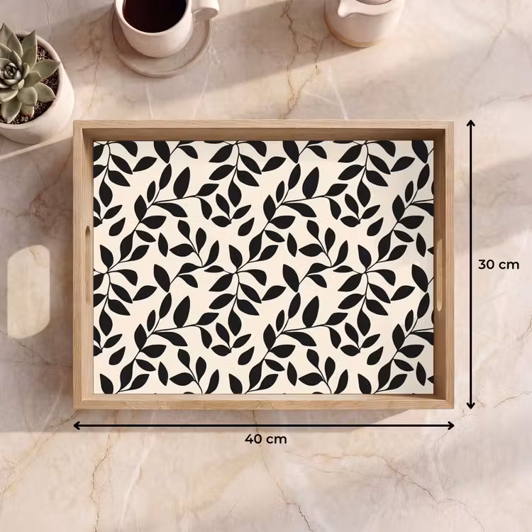 Plateau - Elégant - Motif - Noir - Beige — 7