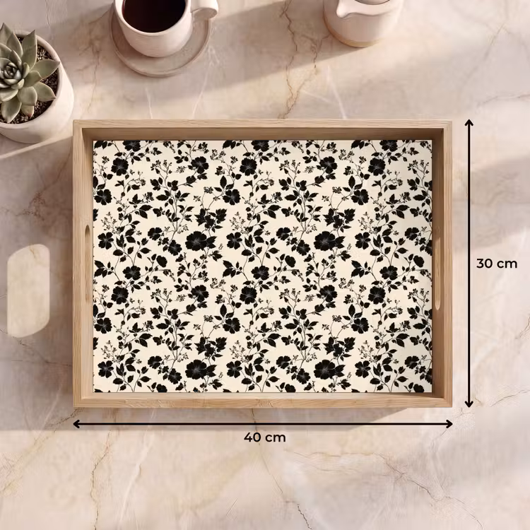 Plateau - Fleurs - Motif - Noir — 7