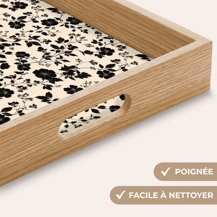 Plateau - Fleurs - Motif - Noir — 8