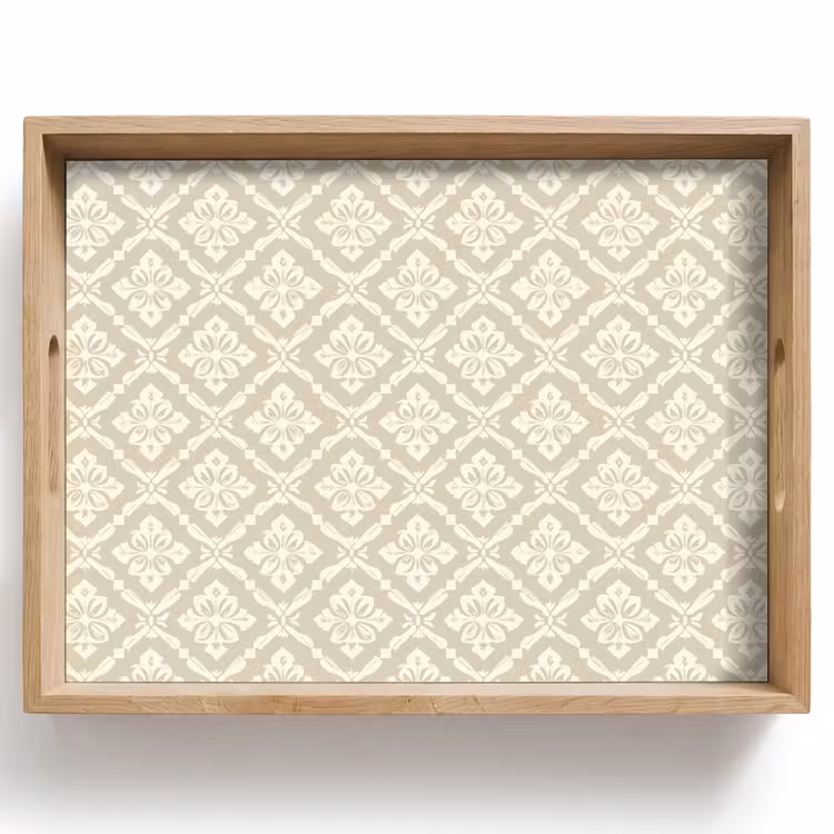 Plateau - Floral - Ornement - Beige — 1