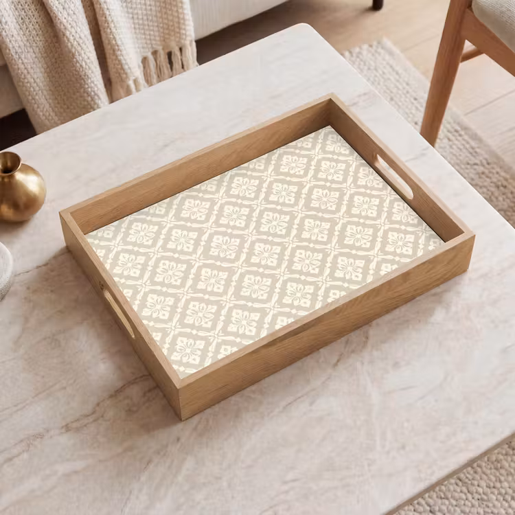 Plateau - Floral - Ornement - Beige — 2