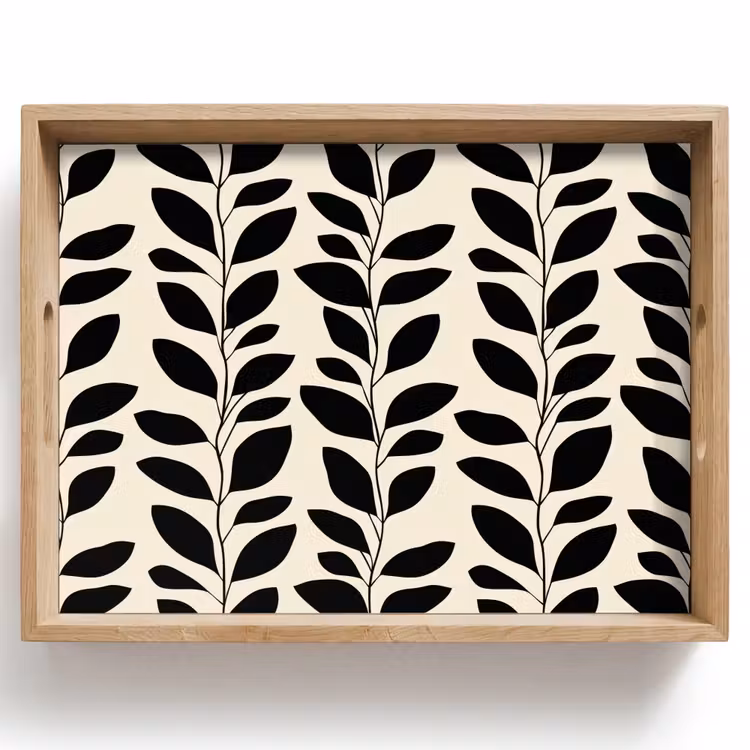 Plateau - Botanique - Motif - Noir - Beige — 1
