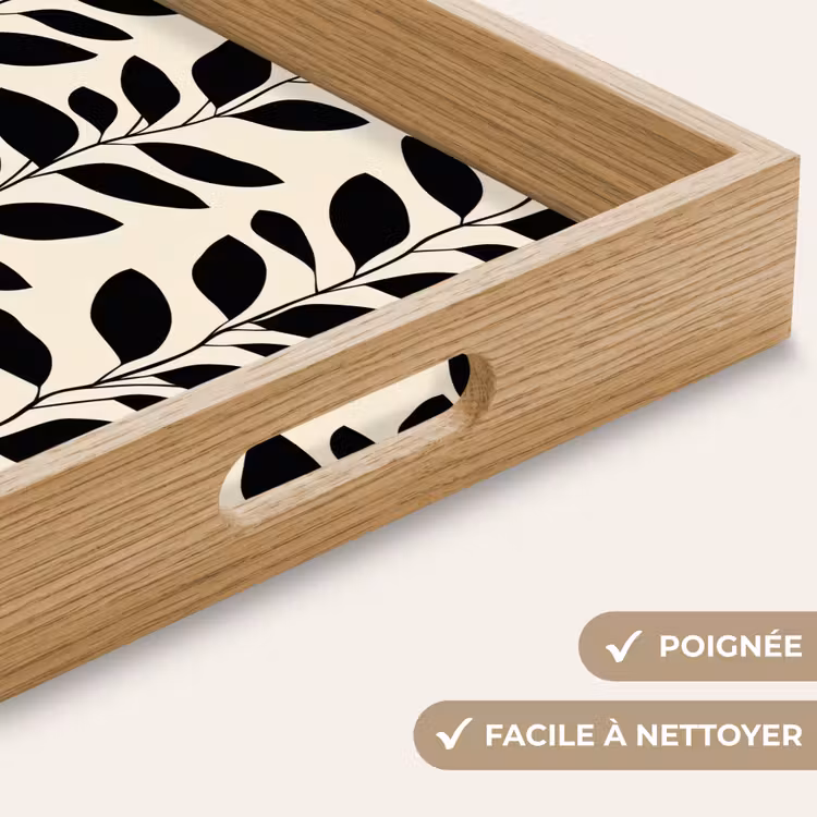 Plateau - Botanique - Motif - Noir - Beige — 8