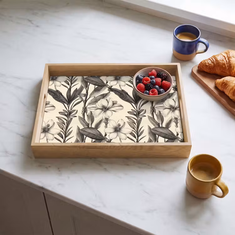 Plateau - Classique - Botanique - Noir - Beige — 3