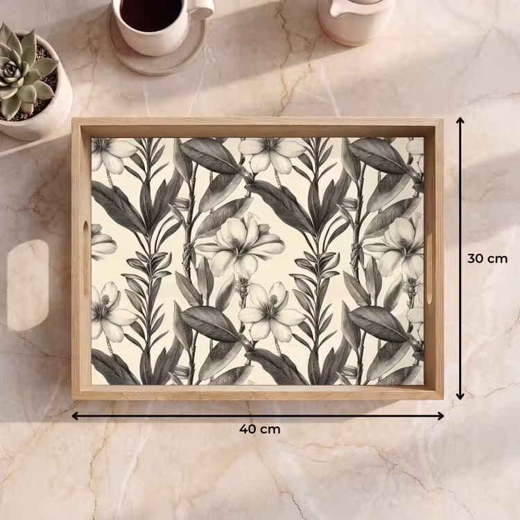 Plateau - Classique - Botanique - Noir - Beige — 7