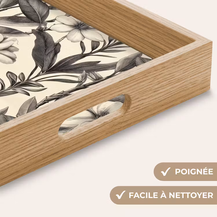 Plateau - Classique - Botanique - Noir - Beige — 8