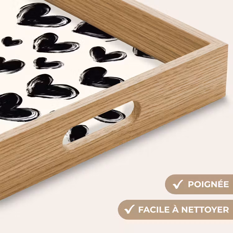 Plateau - Coeurs - Motif - Noir — 8