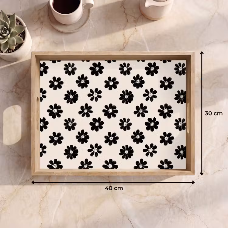 Plateau - Graphique - Marguerites - Noir - Beige — 7
