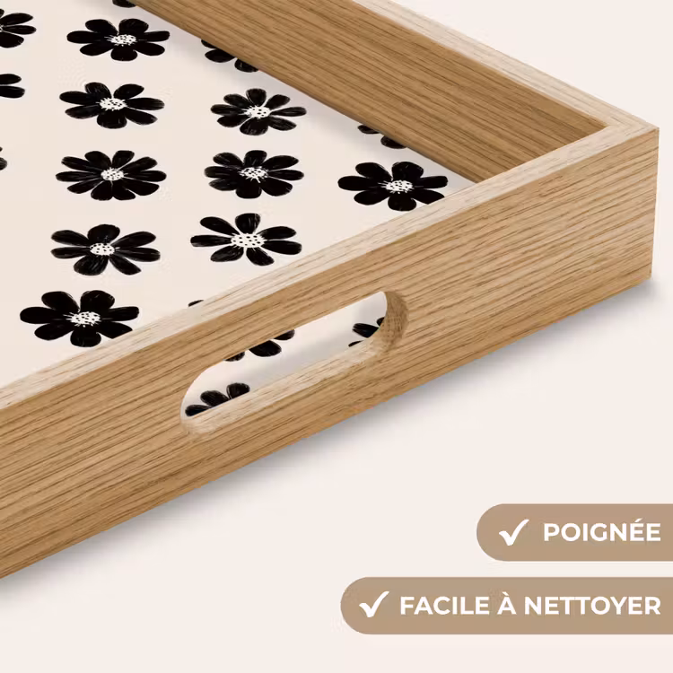 Plateau - Graphique - Marguerites - Noir - Beige — 8