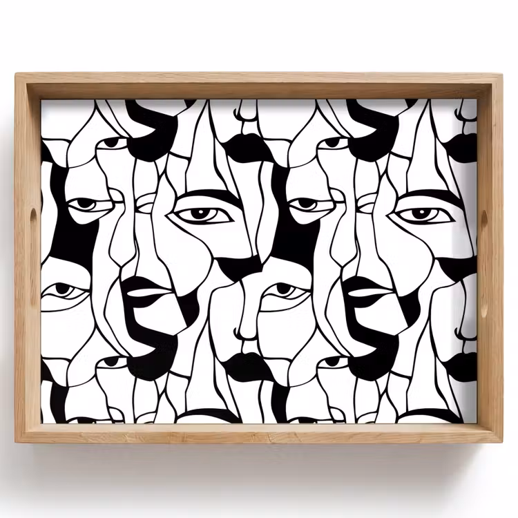 Plateau - Lignes - Visages - Noir - Blanc — 1