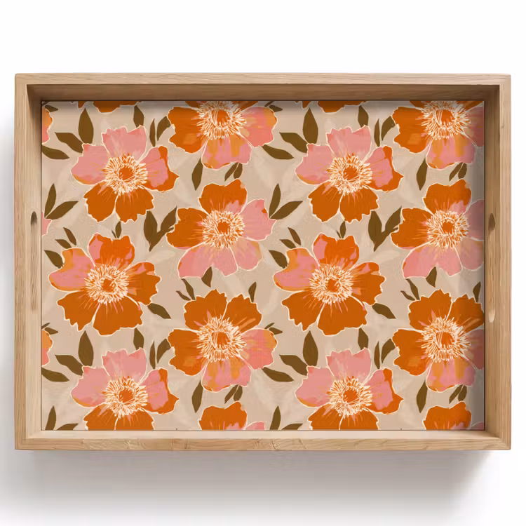 Plateau - Fleurs - Motif - Rétro — 1