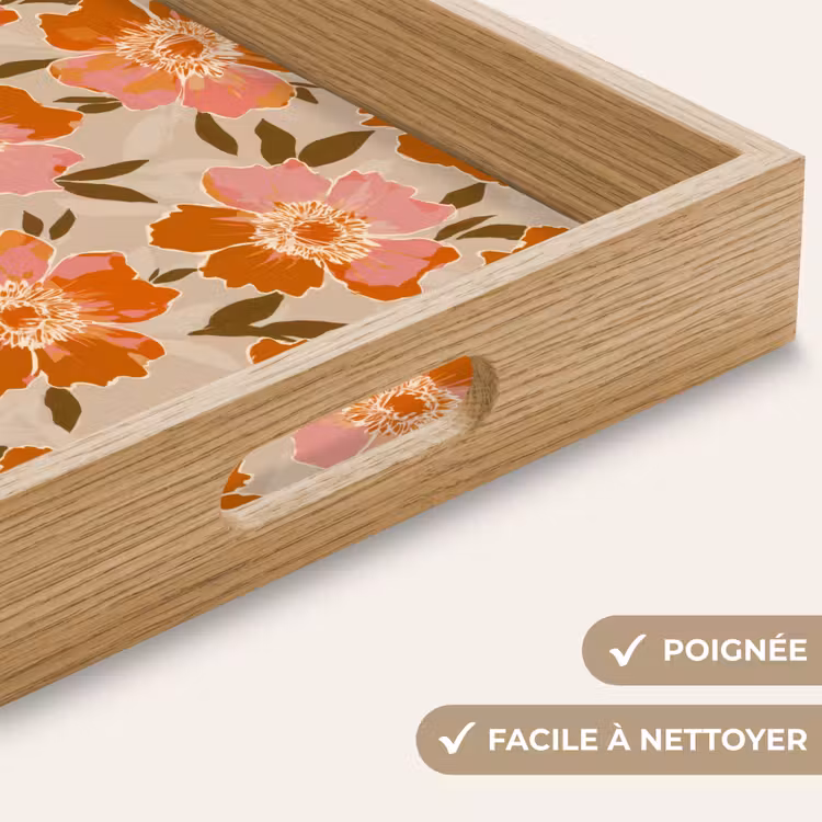 Plateau - Fleurs - Motif - Rétro — 8