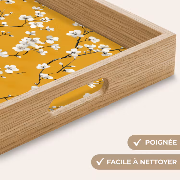 Plateau - Branche fleurie - Aquarelle - Jaune — 8