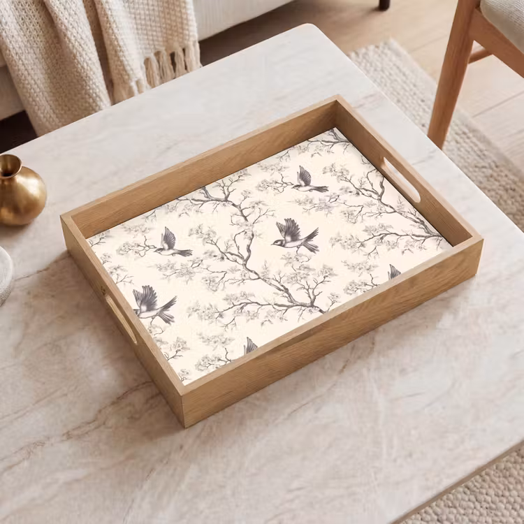 Plateau - Branches - Oiseaux - Beige — 2