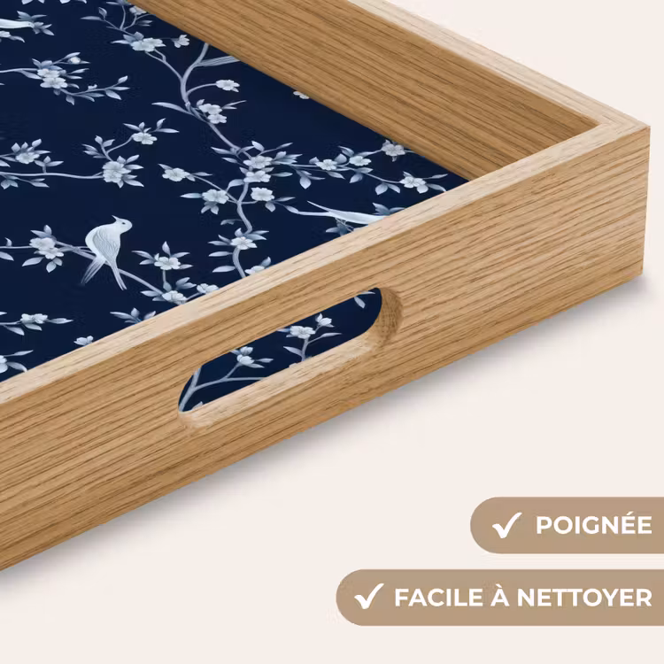 Plateau - Graphique - Branche fleurie - Bleu — 8