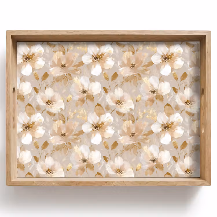 Plateau - Fleurs - artistique - or — 1