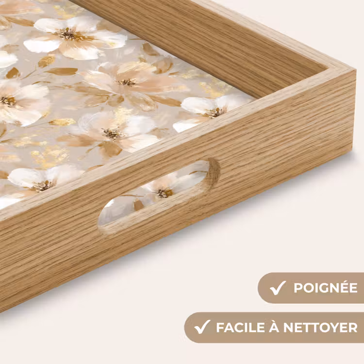 Plateau - Fleurs - artistique - or — 8