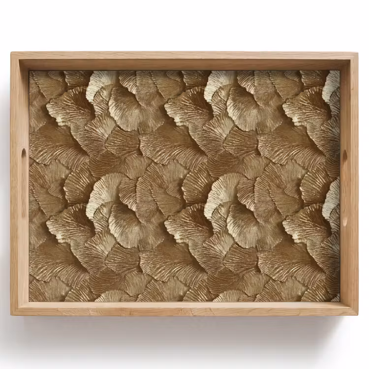 Plateau - Organic - Motif - Feuilles - Or — 1
