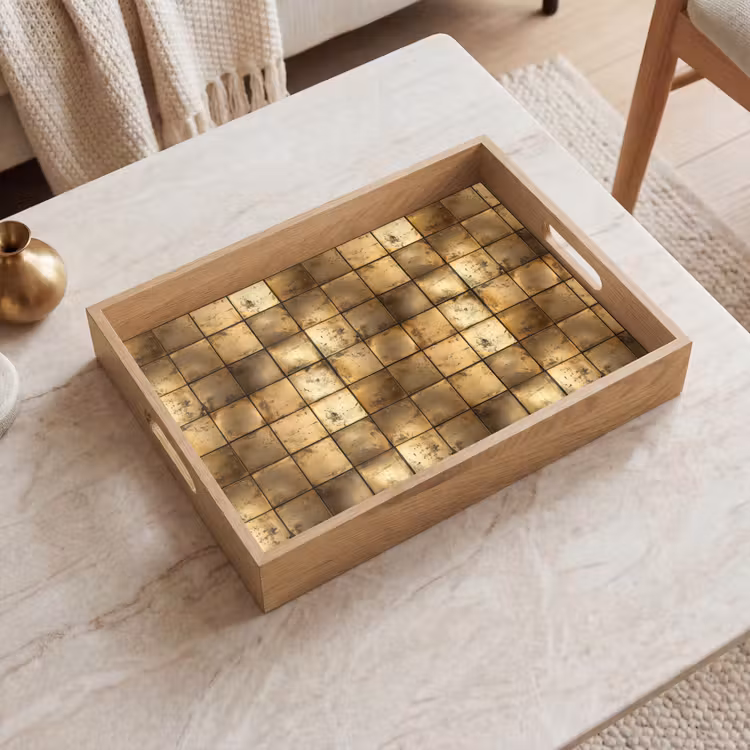 Plateau - Géométrique - Carreaux - Or — 2