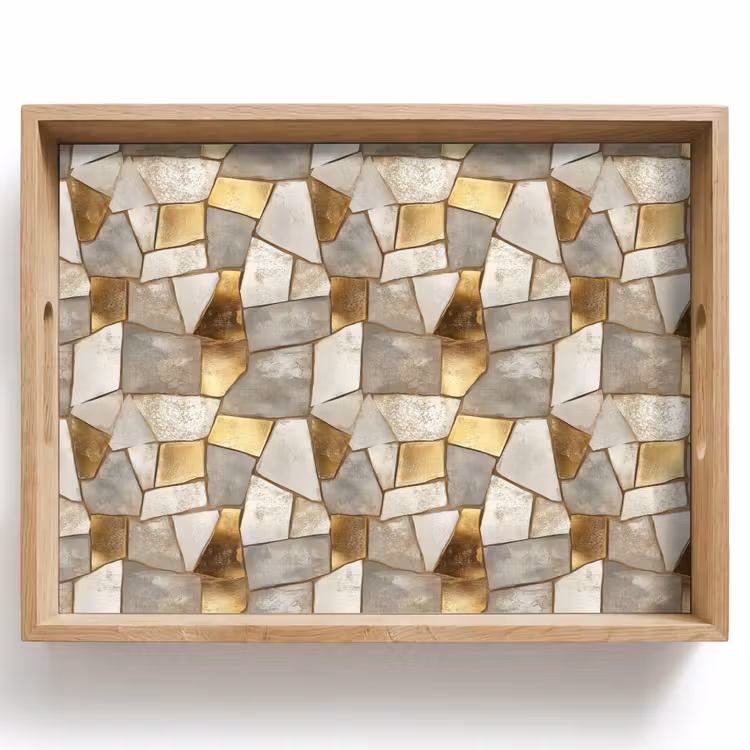 Plateau - Mosaïque - Marbre - Or — 1