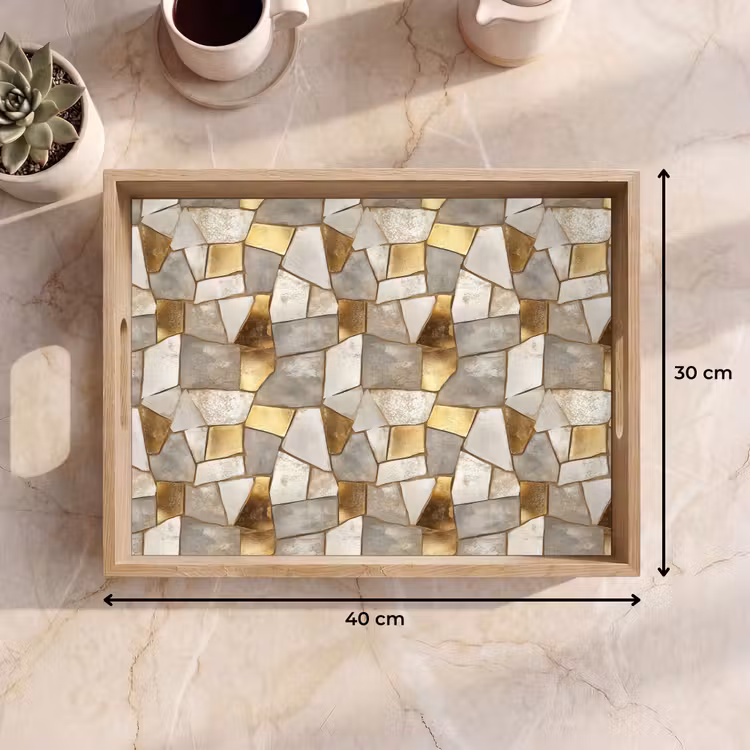 Plateau - Mosaïque - Marbre - Or — 7