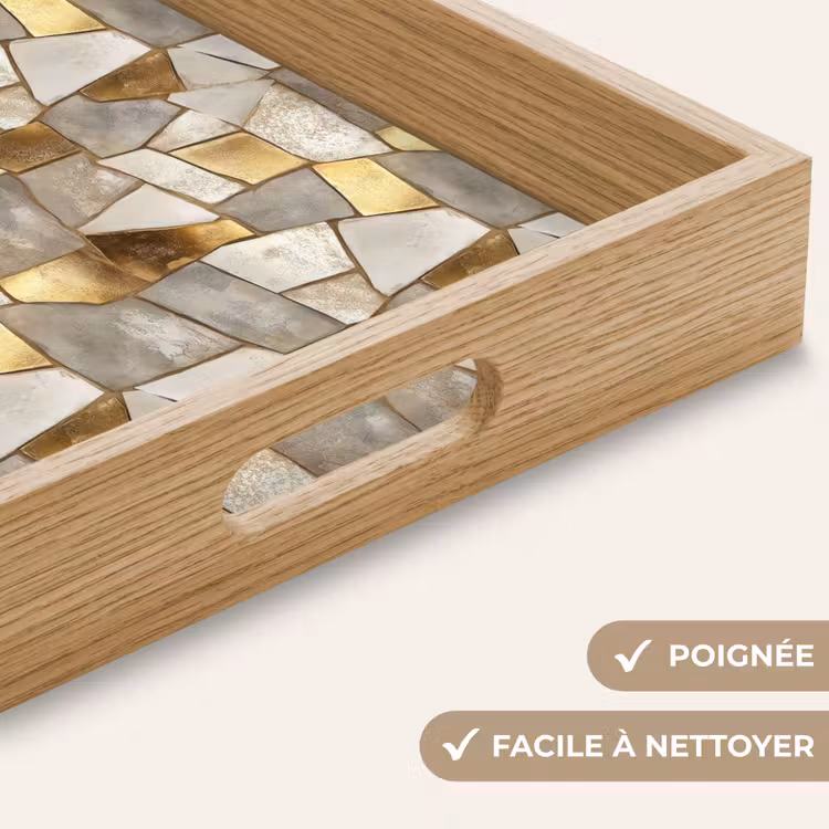 Plateau - Mosaïque - Marbre - Or — 8