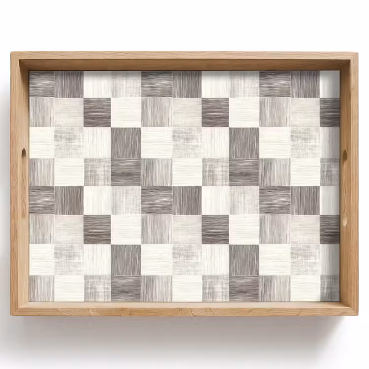 Plateau - Motif - damier - grain de bois — 1