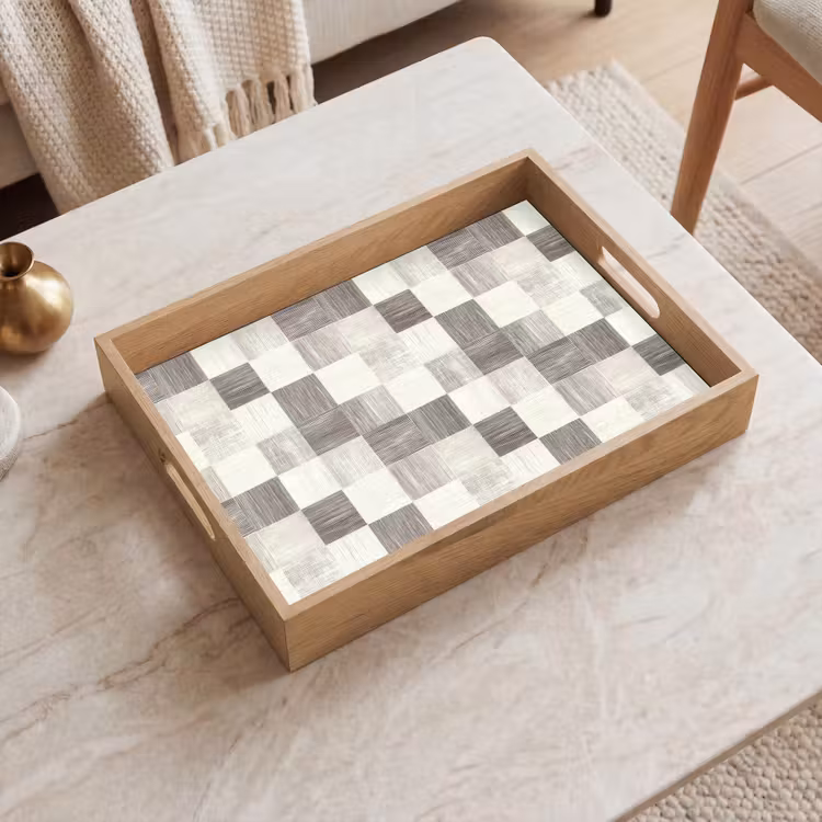 Plateau - Motif - damier - grain de bois — 2