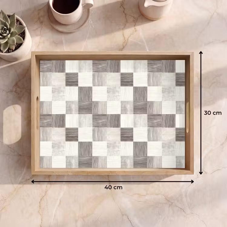 Plateau - Motif - damier - grain de bois — 7