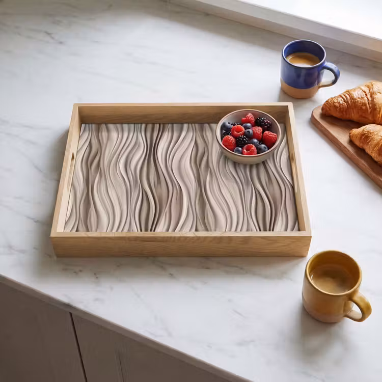 Plateau - Ondes - 3D - Crème — 3