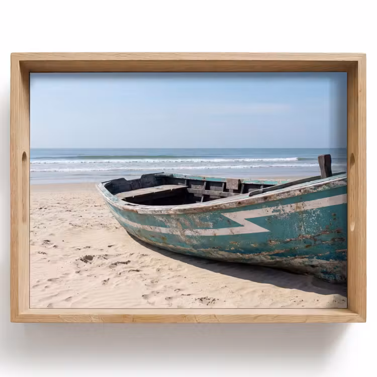 Plateau - Bateau - Plage de sable - Mer — 1