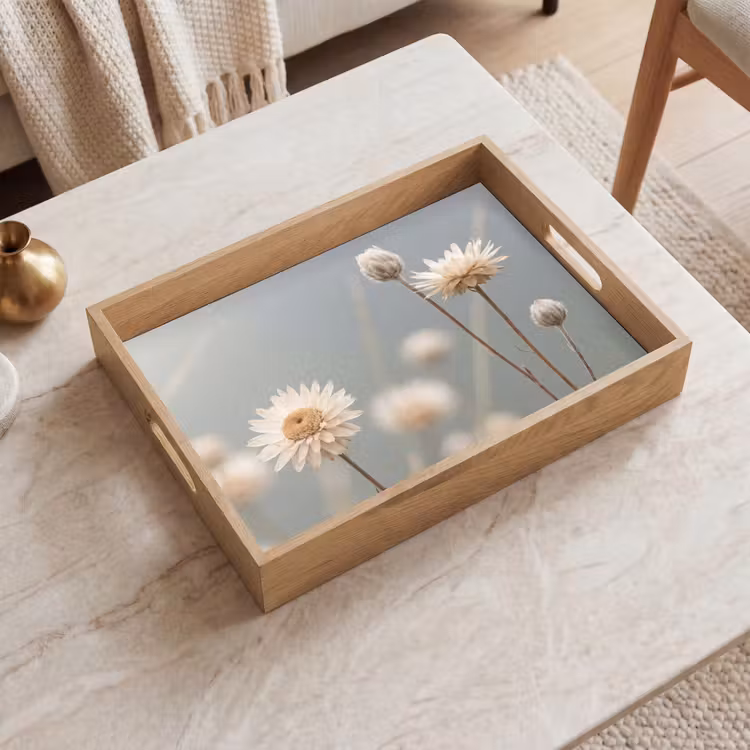 Plateau - Fleurs de paille - Blanc - Lumière du jour — 2
