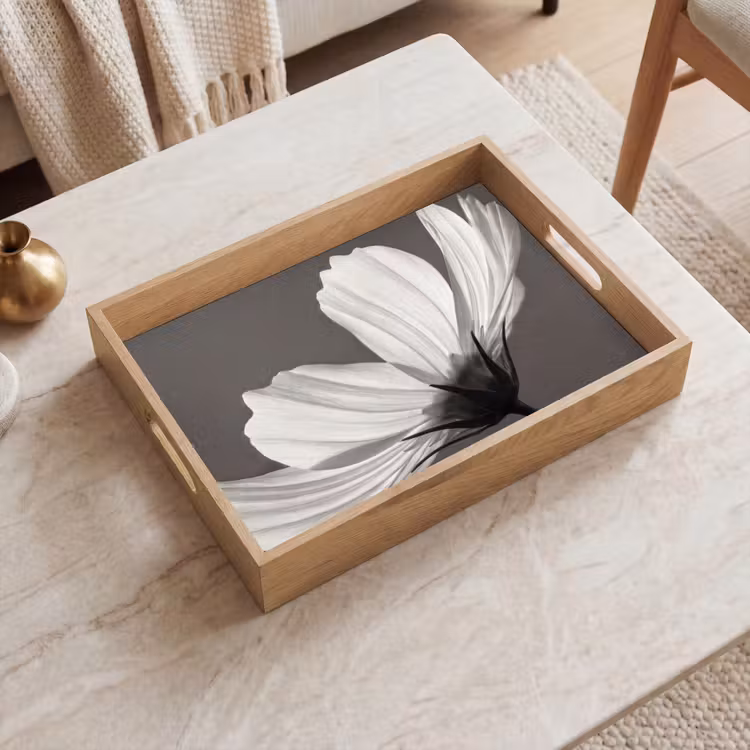 Plateau - Fleur - Minimaliste - Noir - Blanc — 2