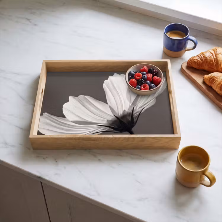 Plateau - Fleur - Minimaliste - Noir - Blanc — 3