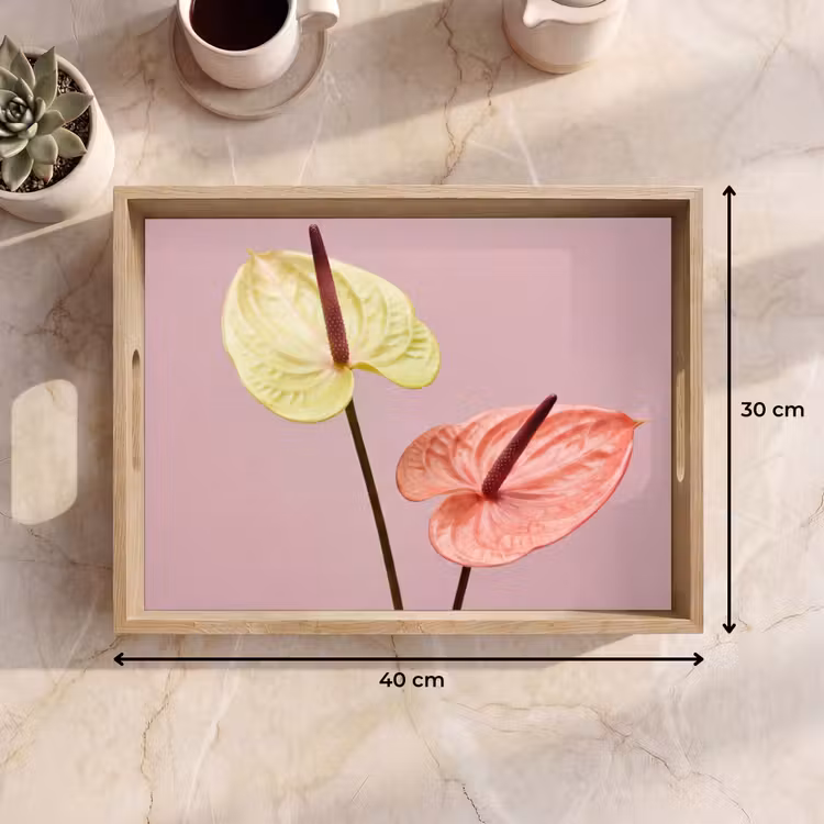 Plateau - Fleurs - Anthuriums - Jaune - Rose — 7