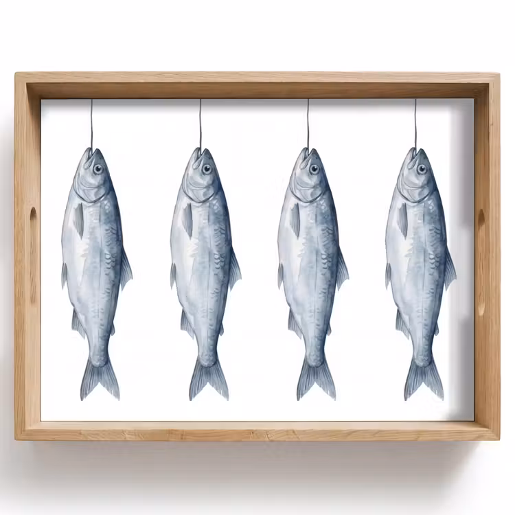 Plateau - Poisson - Illustration - Bleu de Delft — 1