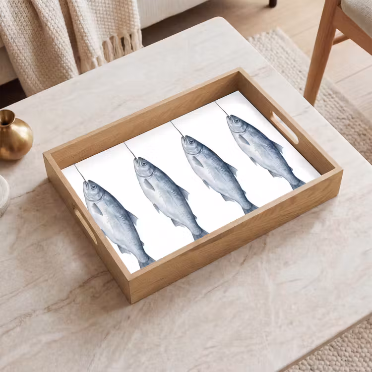 Plateau - Poisson - Illustration - Bleu de Delft — 2