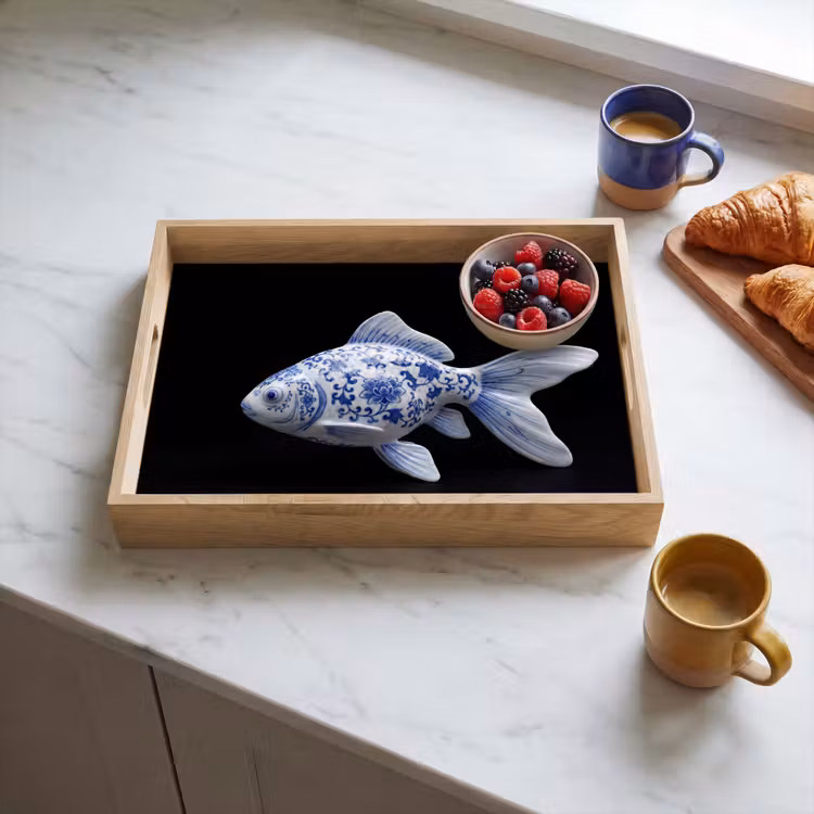 Plateau - Porcelaine - Poisson rouge - Delftware — 3