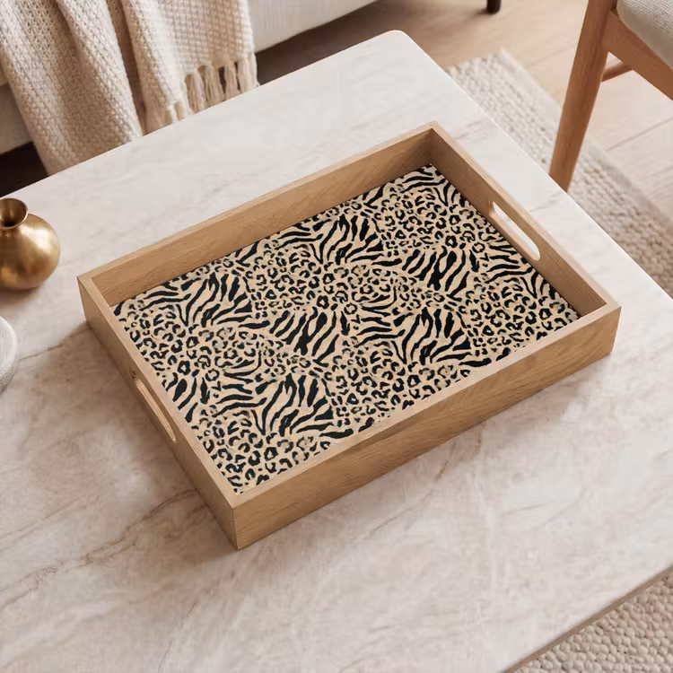 Plateau - Girafe - Zèbre - Motif - Marron — 2