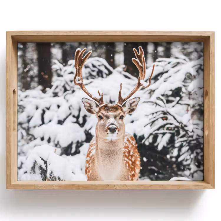 Plateau - Cerf - Neige - Hiver - Forêt - Animaux — 1