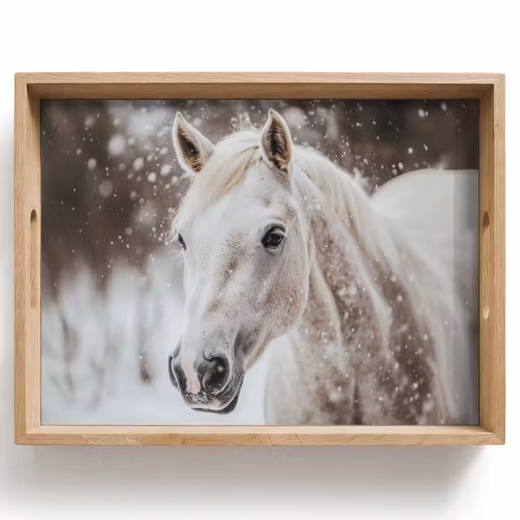 Plateau - Cheval - Blanc - Hiver - Nature - Neige - Animaux — 1