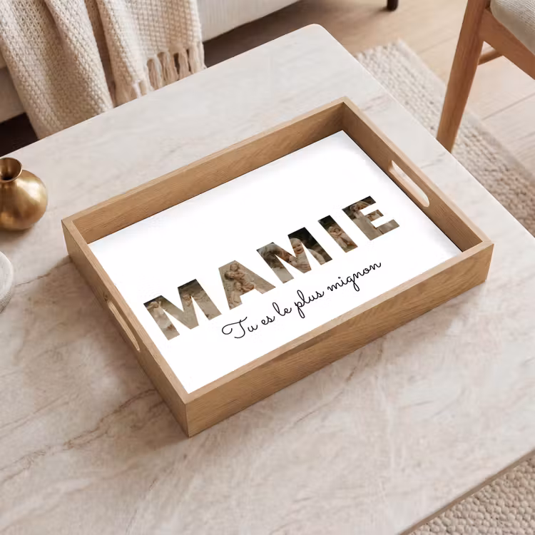 Plateau personnalisé - Mamie - Collage de lettres — 2