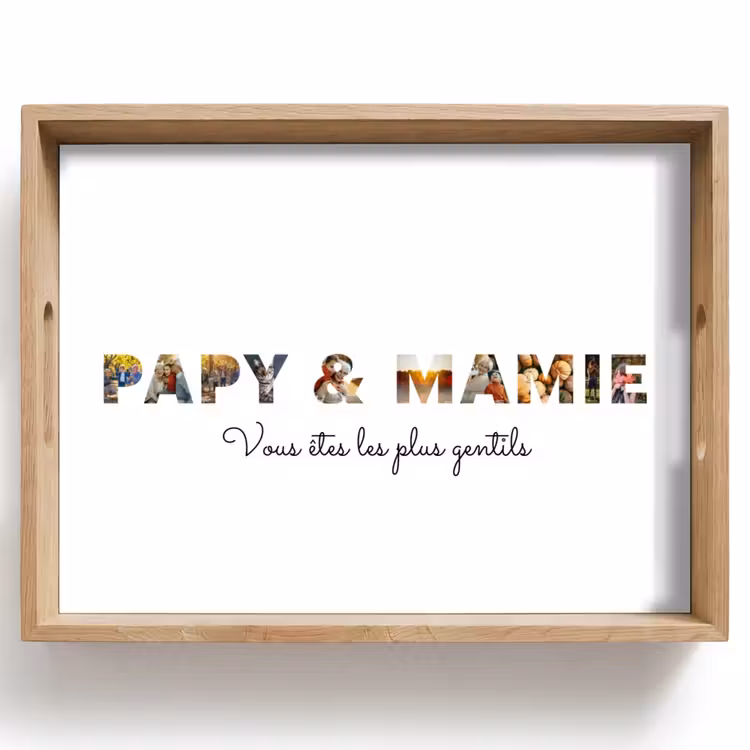 Plateau personnalisé - Papy et Mamie - Collage de lettres — 1